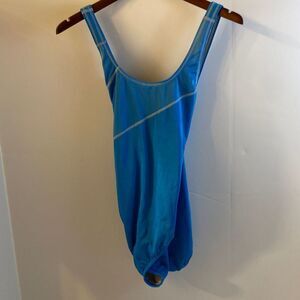 Lands end‎ swim blue racer back size 14 one piece criss cross back